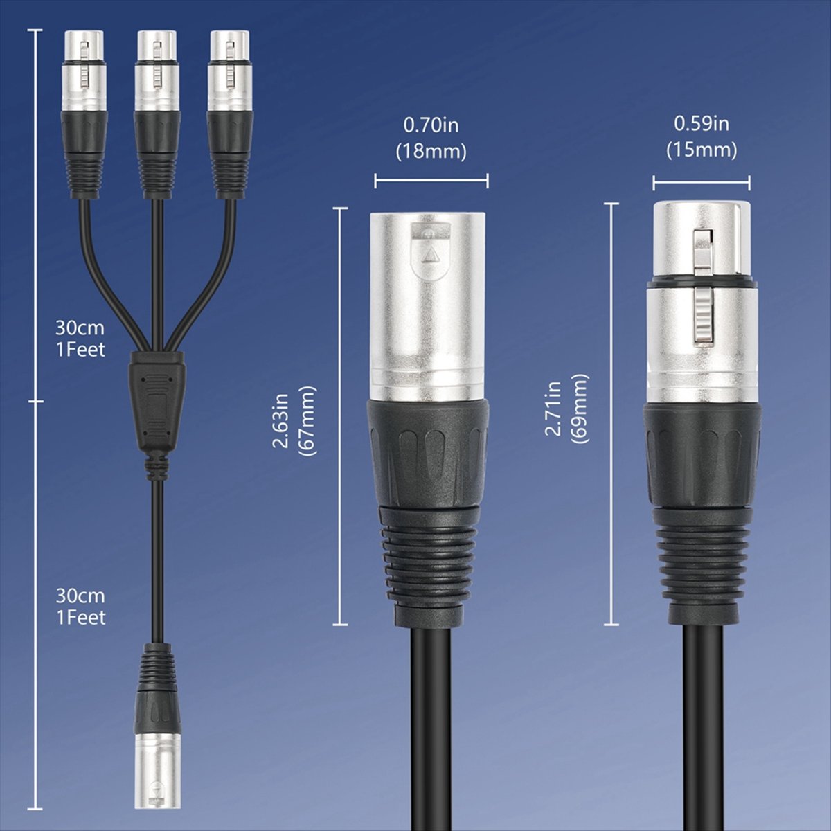 (PQWN) 3Pin XLR Male to 3 Fema - Audio Splitter Y review and price